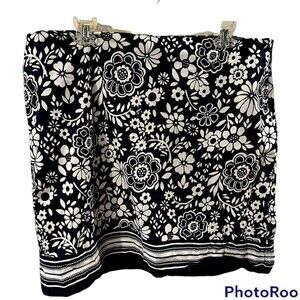 Talbots Skirt Womens Sz 16 Blue Floral Straight Casual Lined Coastal Romantic